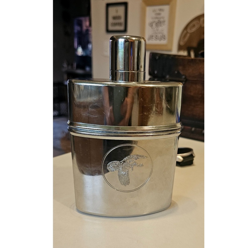 Wild Turkey Bourbon Whiskey Vintage Metal Cased 200ml Glass Flask Collectible